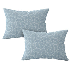 Arch Deco Cotton Fitted Bed Sheet Set (Soft Light Blue) (Queen Size)