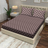 Tribal Geometric Print Cotton Fitted Bed Sheet Set (Rich Brown) (King size)