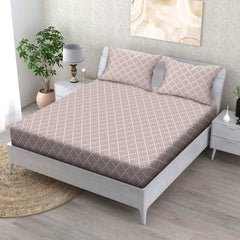 Classic Cross Cotton Fitted Bed Sheet Set (Sandstone Beige) (Double Size)