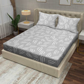 Artful Strokes Cotton Fitted Bed Sheet Set (Soft Gray) (King Size)