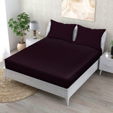 Aubergine Luxe Cotton Fitted Bed Sheet Set (Dark Plum)