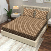 Tribal Geometric Print Cotton Fitted Bed Sheet Set (Warm Earthy Brown) (King size)