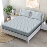 Icy Elegance Cotton Fitted Bed Sheet Set (Soft Pastel Blue) (Double Size)