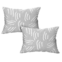 Artful Strokes Cotton Fitted Bed Sheet Set (Soft Gray) (King Size)