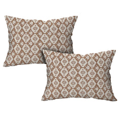 Boho Diamond Floral Cotton Fitted Bed Sheet Set (Warm Beige) (King Size)