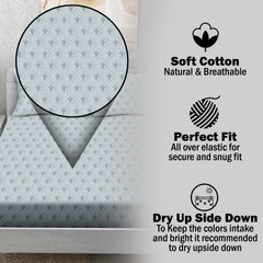 Icy Elegance Cotton Fitted Bed Sheet Set (Soft Pastel Blue) (Double Size)