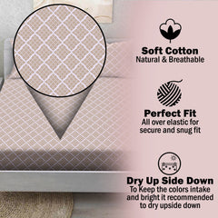 Classic Cross Cotton Fitted Bed Sheet Set (Sandstone Beige) (Single Size)