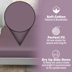 Lilac Comfort Cotton Fitted Bed Sheet Set (Dusty Lavender)