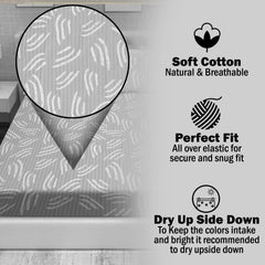 Artful Strokes Cotton Fitted Bed Sheet Set (Soft Gray) (King Size)