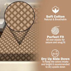 Tribal Geometric Print Cotton Fitted Bed Sheet Set (Warm Earthy Brown) (King size)