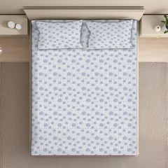 Speckled Polka Cotton Fitted Bed Sheet Set (Gentle Blue)