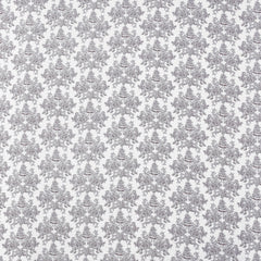 Victorian Elegance Cotton Fitted Bed Sheet Set (White with Purple Pattern)