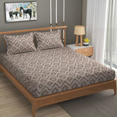 Medallion Trellis Cotton Fitted Bed Sheet Set (Brown)