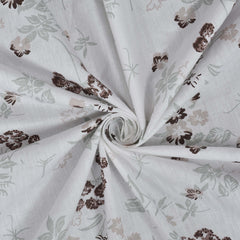 Floral Dreamscape Cotton Fitted Bed Sheet Set (Brown) (Queen Size)