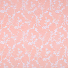 Blush Vine Elegance Cotton Fitted Bed Sheet Set (Peach) (Double Size)