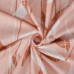 Whispering Leaves Cotton Fitted Sheet Set (Peach) (Queen Size)