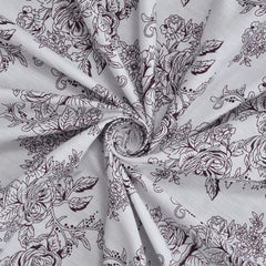 Victorian Elegance Cotton Fitted Bed Sheet Set (White with Purple Pattern)