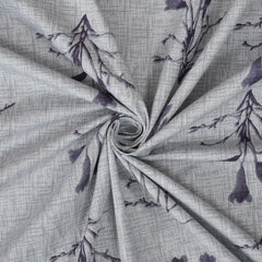 Botanical Sprig Cotton Fitted Bed Sheet Set (Purple) (Queen Size)