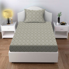 Floral Mandala Cotton Fitted Bed Sheet Set (Sage Green) (Single Size)