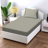 Floral Mandala Cotton Fitted Bed Sheet Set (Sage Green) (Single Size)