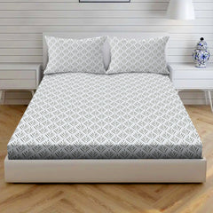 Chefron Leaf Cotton Fitted Bed Sheet Set (Sage Green)