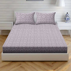Maze Medallion Cotton Fitted Bed Sheet Set (Dark Mulberry) (Queen Size)