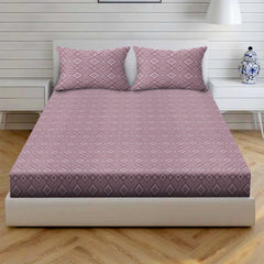 Radiant Diamonds Cotton Fitted Bed Sheet Set (Pink)