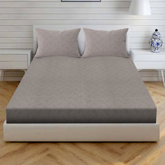 Curved Chefron Cotton Fitted Bed Sheet Set (Mushroom Taupe) (King Size)