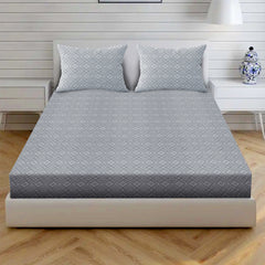 Radiant Diamonds Cotton Fitted Bed Sheet Set (Slate Gray)