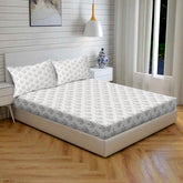 Vintage Floral Sprig Cotton Fitted Bed Sheet Set (Muted Dusty Pink Flowers) (Queen Size)