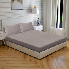 Curved Chefron Cotton Fitted Bed Sheet Set (Mushroom Taupe) (King Size)