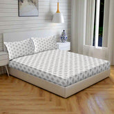 Ornate Harmony Cotton Fitted Bed Sheet Set (Green Pattern) (Queen Size)