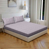 Maze Medallion Cotton Fitted Bed Sheet Set (Dark Mulberry) (Queen Size)