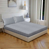 Radiant Diamonds Cotton Fitted Bed Sheet Set (Slate Gray)