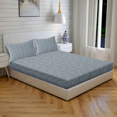 Vintage Herringbone Cotton Fitted Bed Sheet Set (Slate Blue) (King Size)