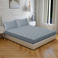 Vintage Herringbone Cotton Fitted Bed Sheet Set (Slate Blue) (King Size)
