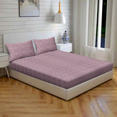 Radiant Diamonds Cotton Fitted Bed Sheet Set (Pink)