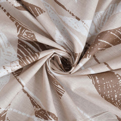 Whispering Leaves Cotton Fitted Bed Sheet Set (Brown) (Queen Size)
