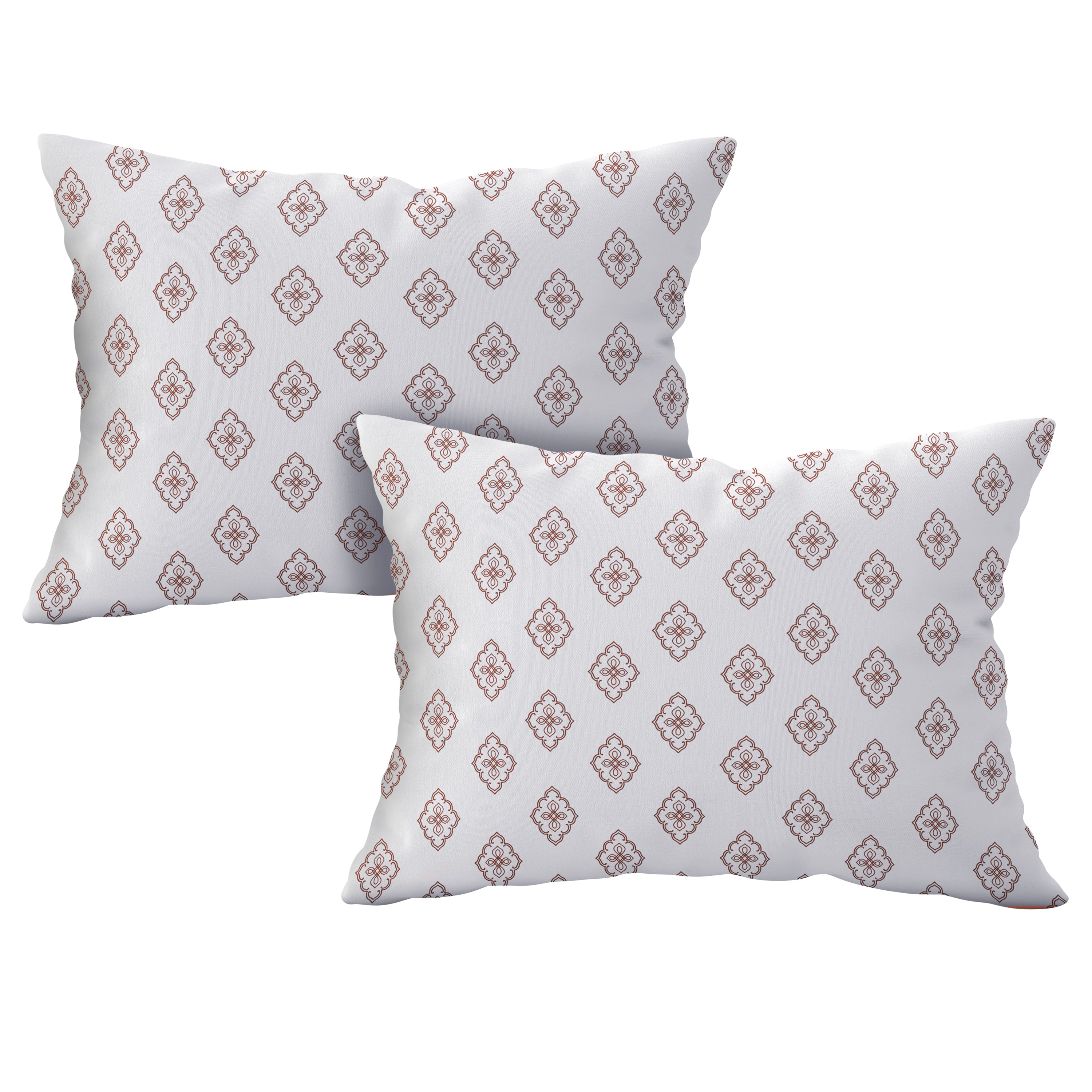 Ornate Harmony Cotton Fitted Bed Sheet Set (Brown Pattern) (Queen Size)