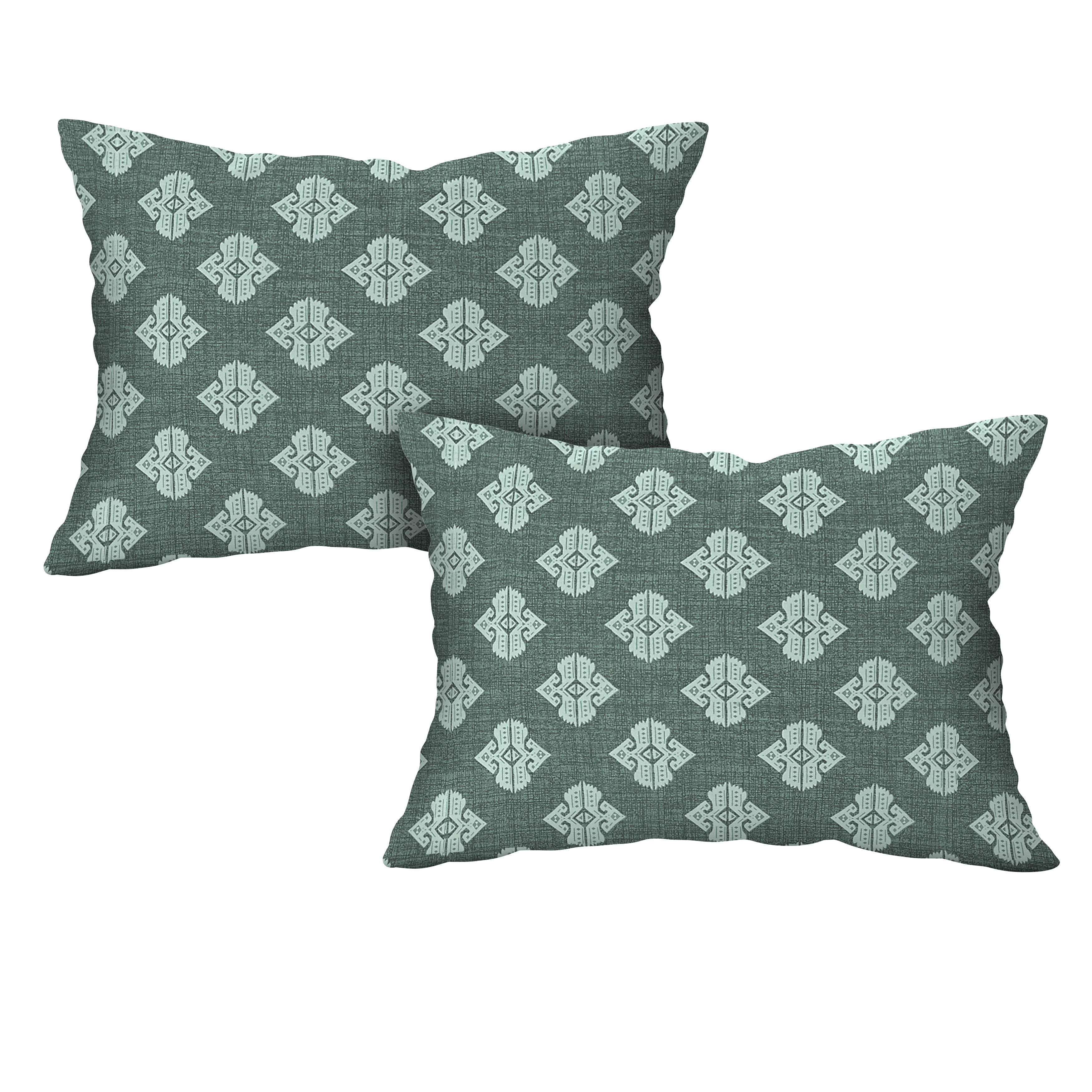 Tribal Geometric Print Cotton Fitted Bed Sheet Set (Muted Teal) (King size)
