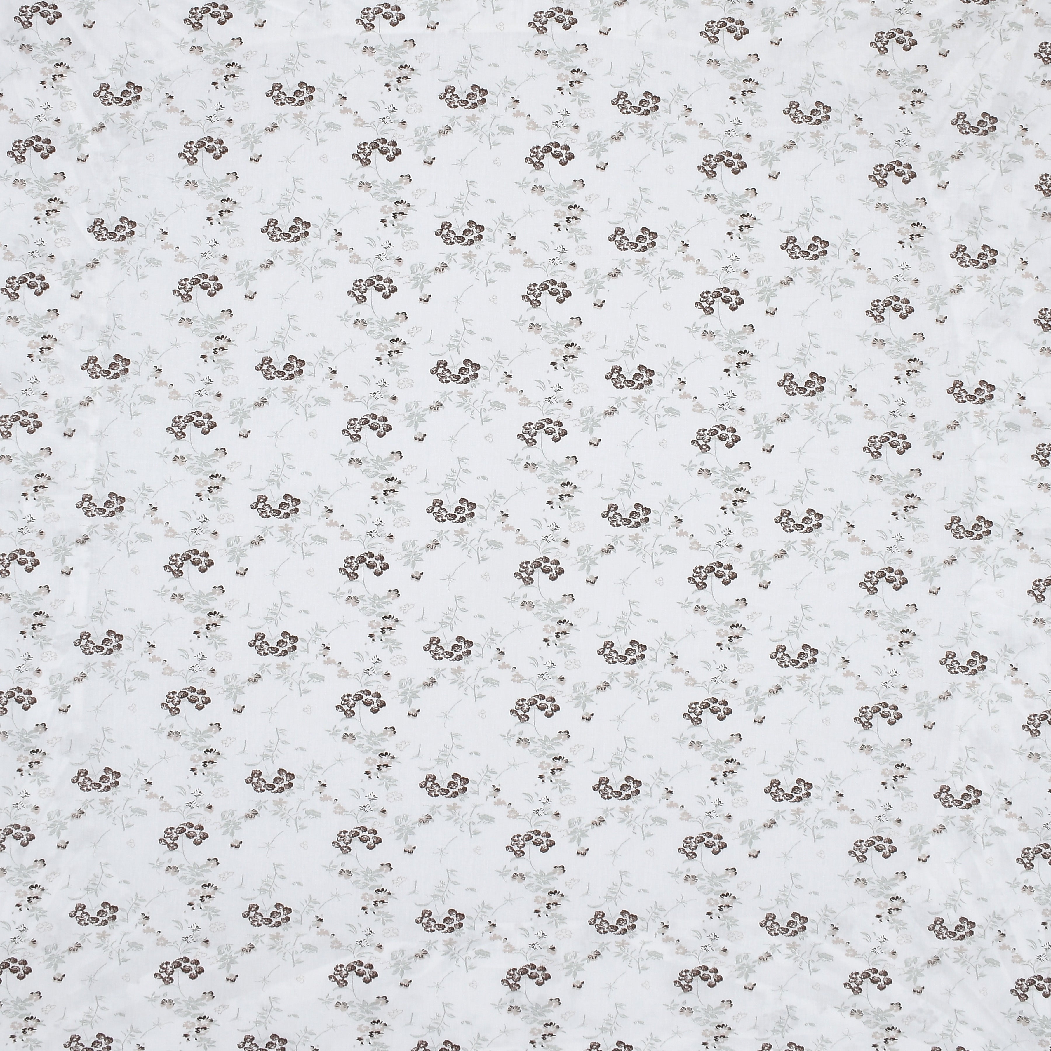 Floral Dreamscape Cotton Fitted Bed Sheet Set (Brown) (Queen Size)