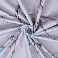 Blossom Riverie Cotton Fitted Bed Sheet Set (Light Lavender) (King Size)