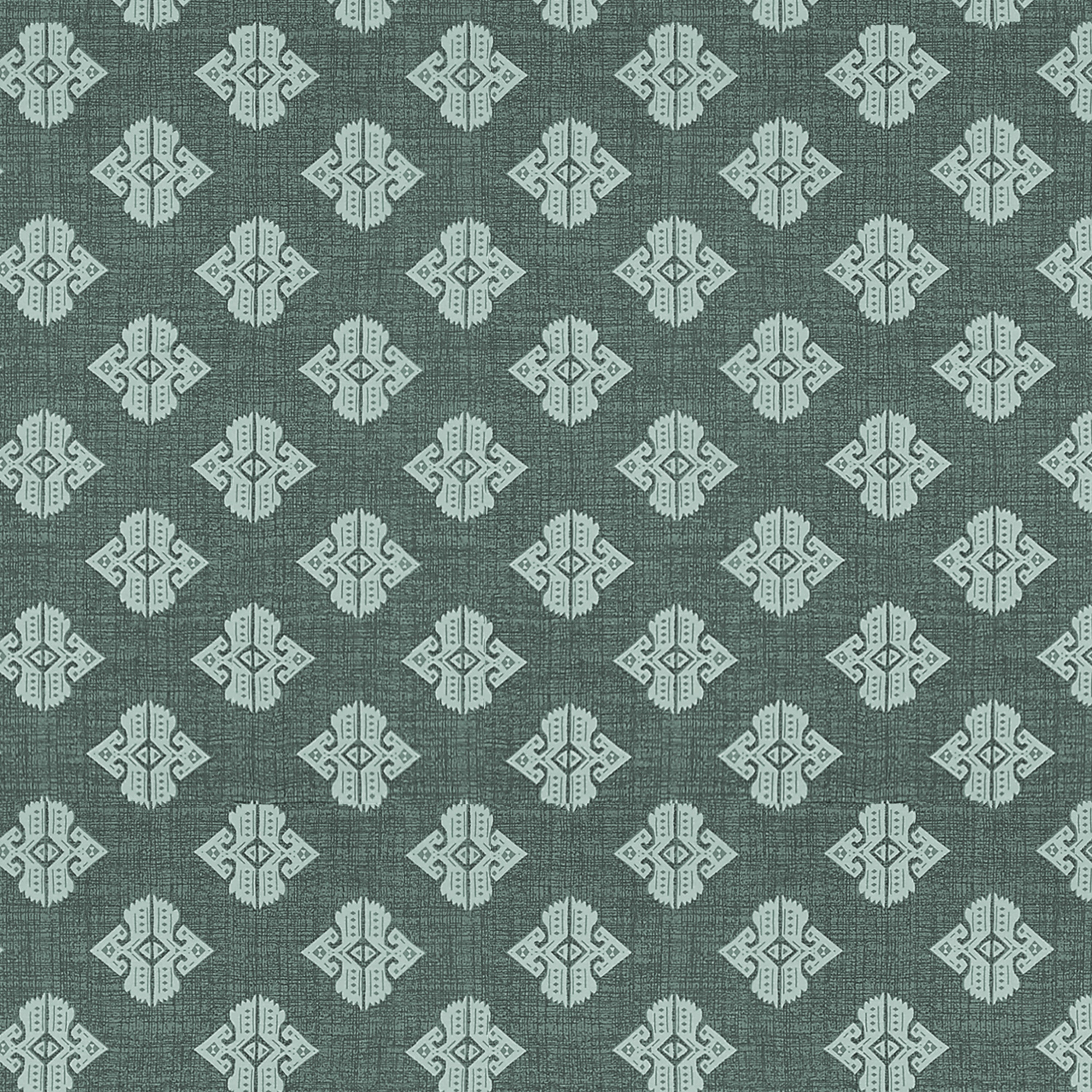 Tribal Geometric Print Cotton Fitted Bed Sheet Set (Muted Teal) (King size)