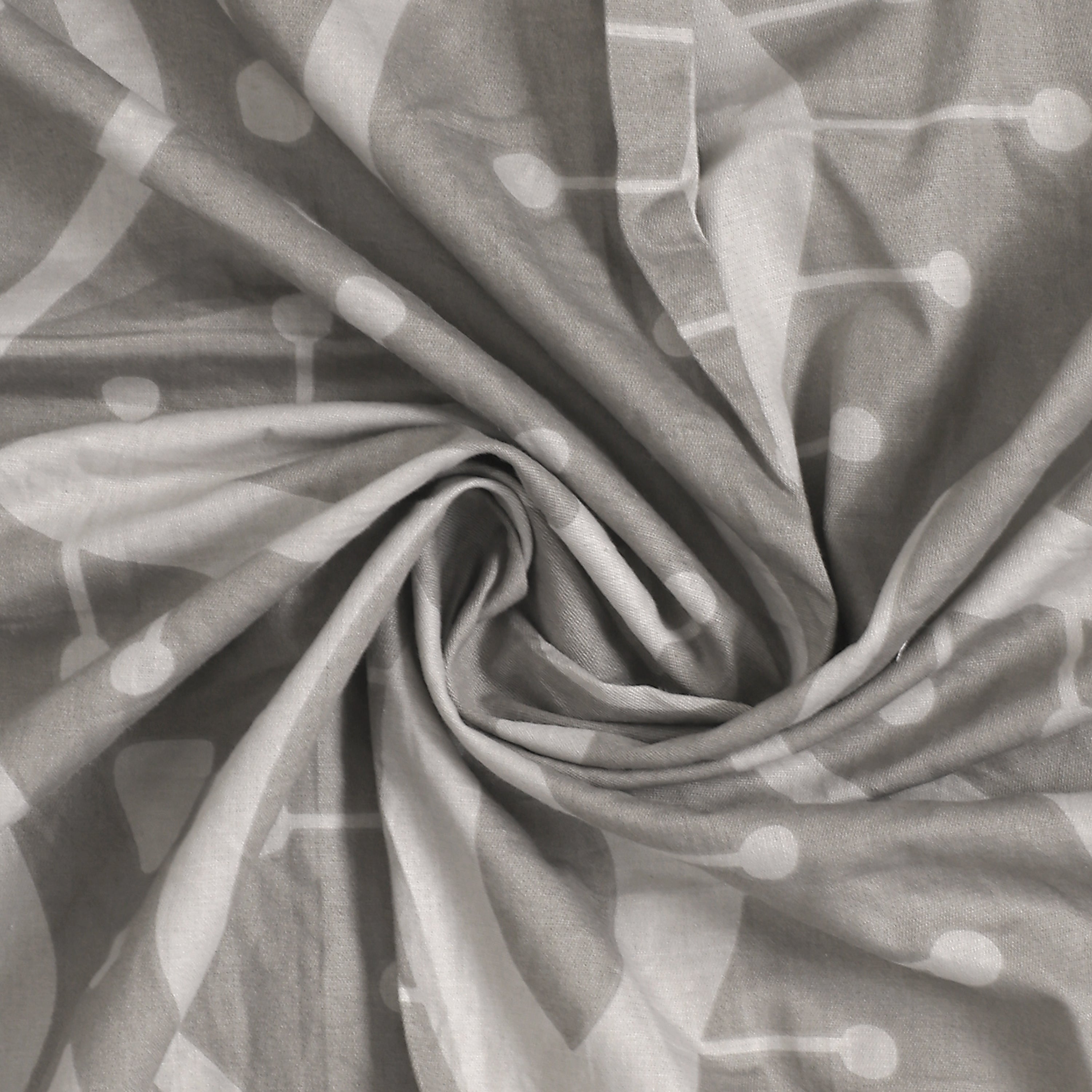Atomic Eye Cotton Fitted Bed Sheet Set (Stone Gray) (King Size)