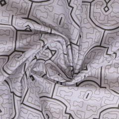 Maze Medallion Cotton Fitted Bed Sheet Set (Charcoal Taupe) (Queen Size)