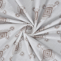 Deco Diamonds Cotton Fitted Bed Sheet Set (White with Brown Diamonds)